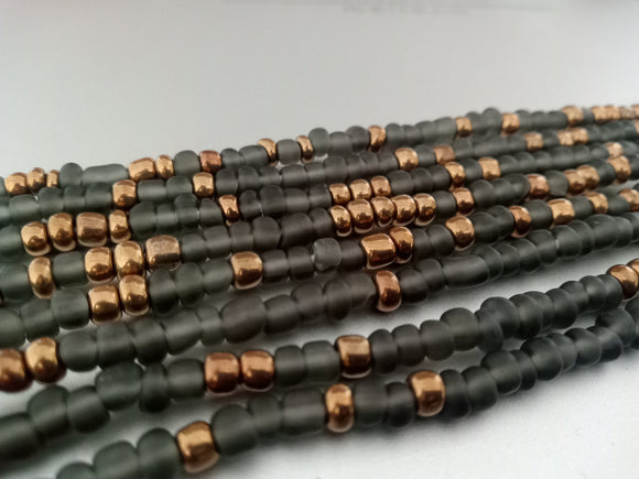MATTE GRAY + GOLD waist beads
