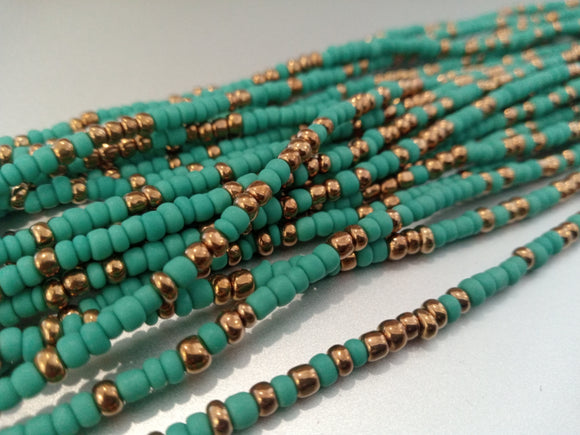 MATTE TURQUOISE + GOLD waist beads