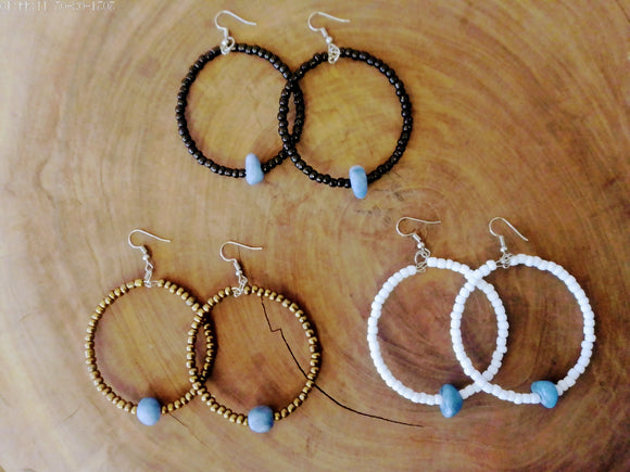 BLUE CELESTINE dangling hoop earrings