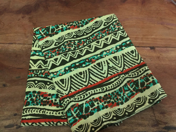 OLIVE & CREAM TRIBAL head wrap