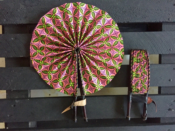 PINK & LIME LEAVE hand fan