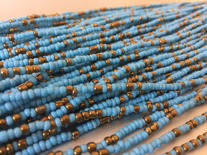 SKY BLUE & GOLD waist beads