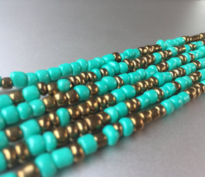 TURQUOISE & GOLD waist beads
